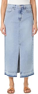 kensie Jeans for Women High Rise Frayed Hem Front Slit Maxi Jean Skirt 36-Inch, Sizes 0-12