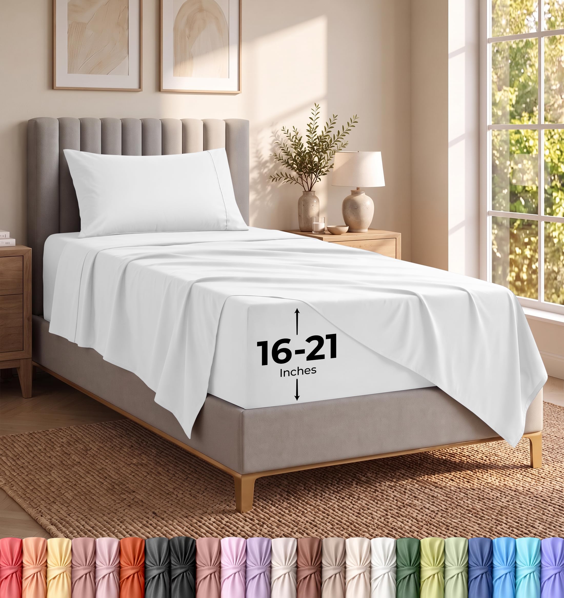Utopia Bedding Embroidered Bedding Set, Bed Sheets, Polyester Microfibre, Fitted