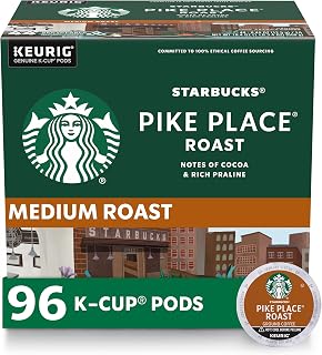 Starbucks K-Cup Coffee Pods, Medium Roast Hot or Iced Coffee, Pike Place Roast, 96 Keurig Pods ​