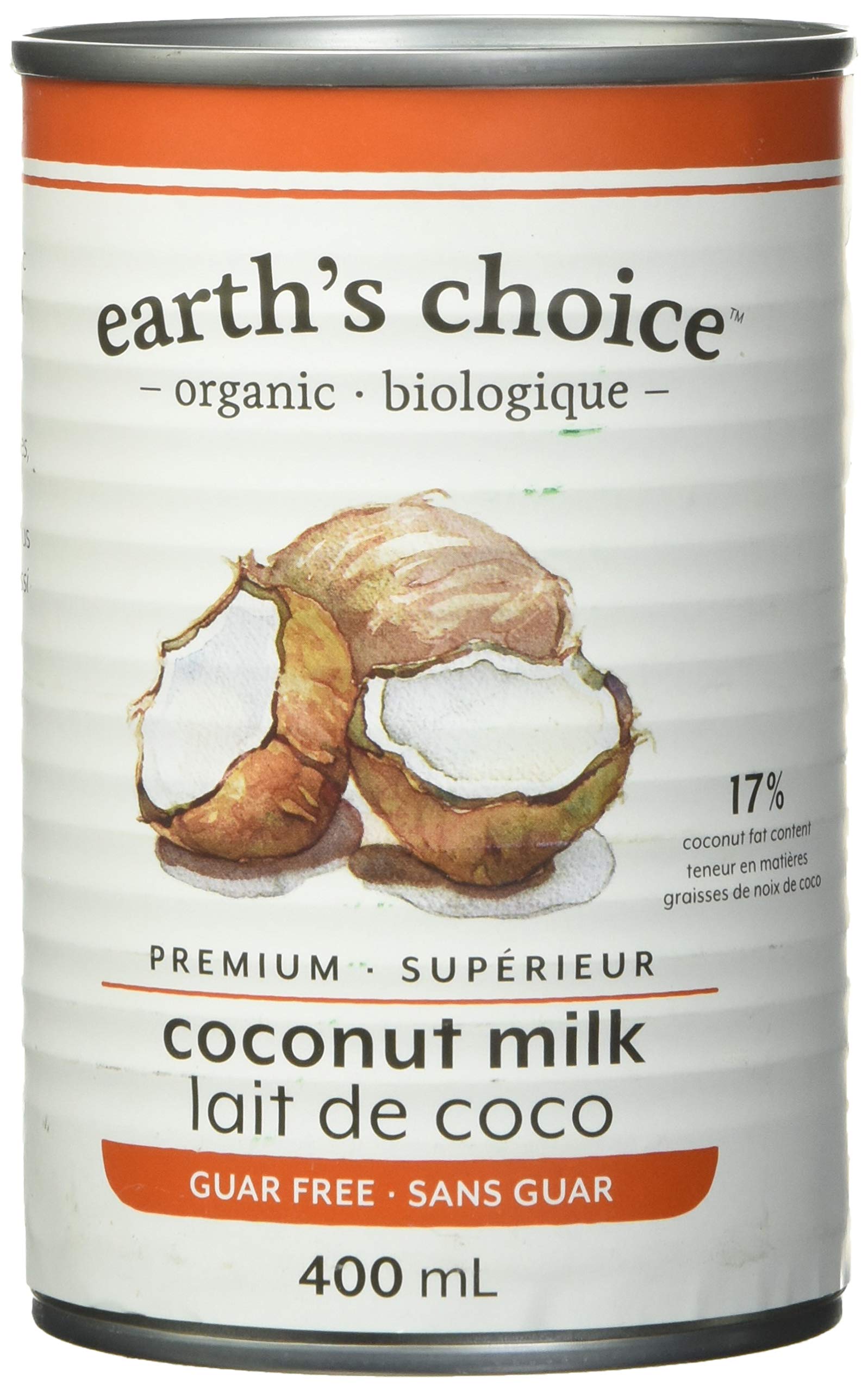 Earth's Choice - Organic Coconut Milk (17% Fat), Guar Gum Free, Gluten Free, Dai