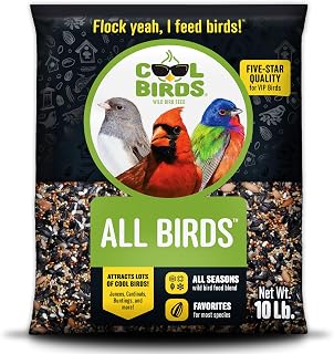 Cool Birds All Birds Wild Bird Seed, 10 lb | Classic Blend with Black Oil Sunflower, White Millet, Safflower, Peanuts & Sunflower Hearts