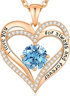 CDE Women's necklace gift, women's jewellery pendant, rose gold heart pendant, charm necklace decorated with cubic zirconia, ideal for Mother's Day, birthdays, Valentine's Day for her, mum, girlfriend