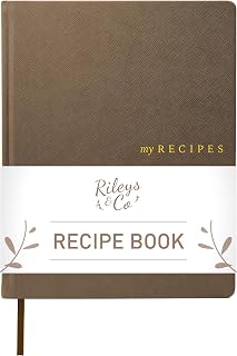 Rileys Recipe Book 8.5x11, Blank Recipe Journal to Write Own Recipes, Brown