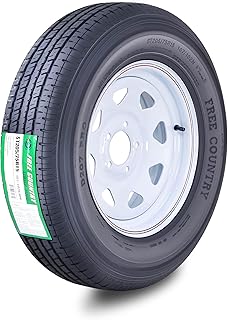 Free Country Trailer Tire Wheel ST205/75R15 8-Ply D 107M 5X4.5 White Spoke | Assembly with 5 on 4.5" PCD White Spoke Rim