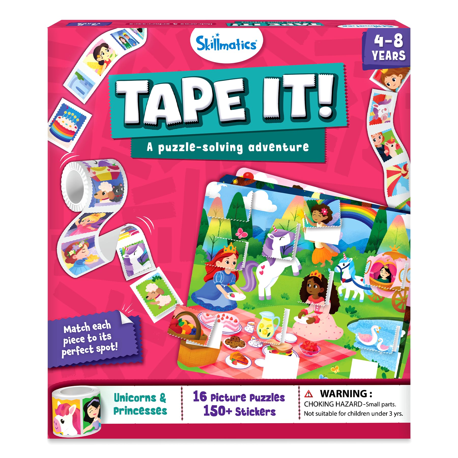 Skillmatics Puzzle Activity – Tape It Sticker Puzzles, Stocking Stuffer | 150+ E