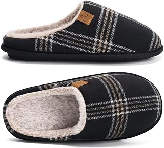 COFACE Mens Cozy Memory Foam Scuff Slippers Warm Slip On House Shoes
