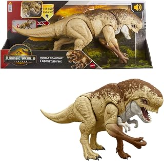 Mattel Jurassic World Rebirth Distortus Rex Rumble N Rampage Figure | 22 Inch Long Dino Toy with 2 Attack Actions, Content-Accurate Design, Digital Play Via Scannable App Code, JJP79