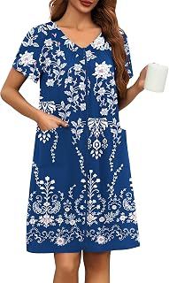 Ekouaer Vestaglia da donna con cerniera frontale Mumu Duster con tasche