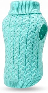Solid dog sweater pullover with simple knit design for everyday wear or casual going out blue M