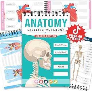 Bloomost Human Anatomy Labeling Workbook, 198-Page Dry Erase Study Guide | Spiral Bound Reusable for Nursing & Medical Students - Body Systems with Answer Keys