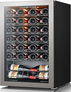 Ca'Lefort 46 Bot Wine Fridge 3-Color LED & Double door for Home/Bar/Office | Wine Cooler Refrigerator, Wine Fridge Under Counter with Double-Pane Glass Door,Removable Shelves