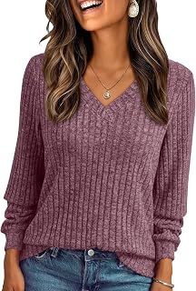 AUTOMET Women Long Sleeve Shirt V Neck Top Fashion Autumn Tunic Elegant Clothes Casual Sweater Cute Fashion Work Clothes 2025