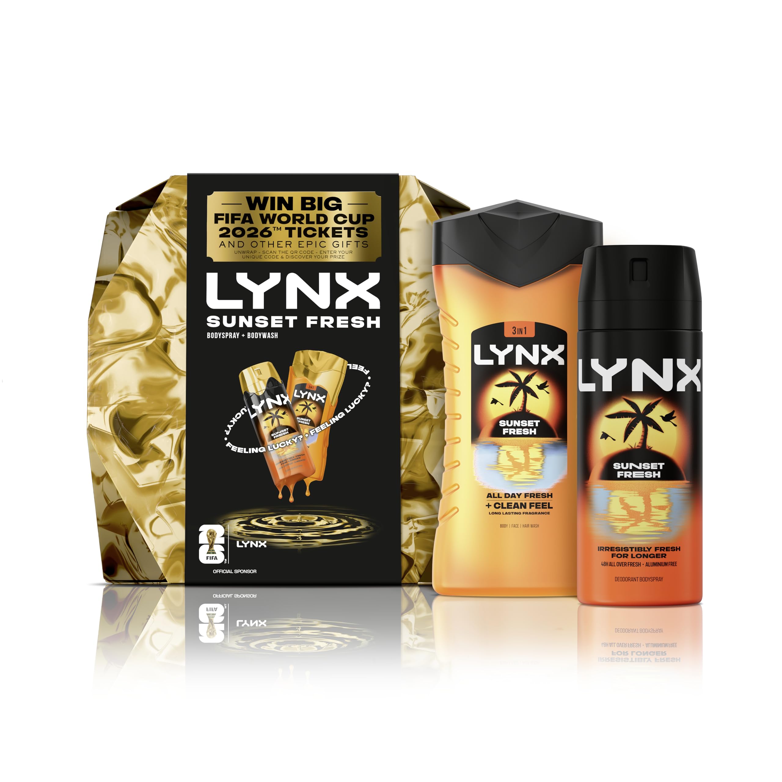 Lynx Gift Set Sunset Fresh Win Big with a body wash and body spray for a chance 