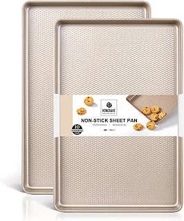 2 Pack Half Sheet Cookie Sheets for Baking, Nonstick Baking Pans | 57% Thicker Carbon Steel, 17.5" × 12" Half Sheet Size, Long-Lasting Nonstick Coating