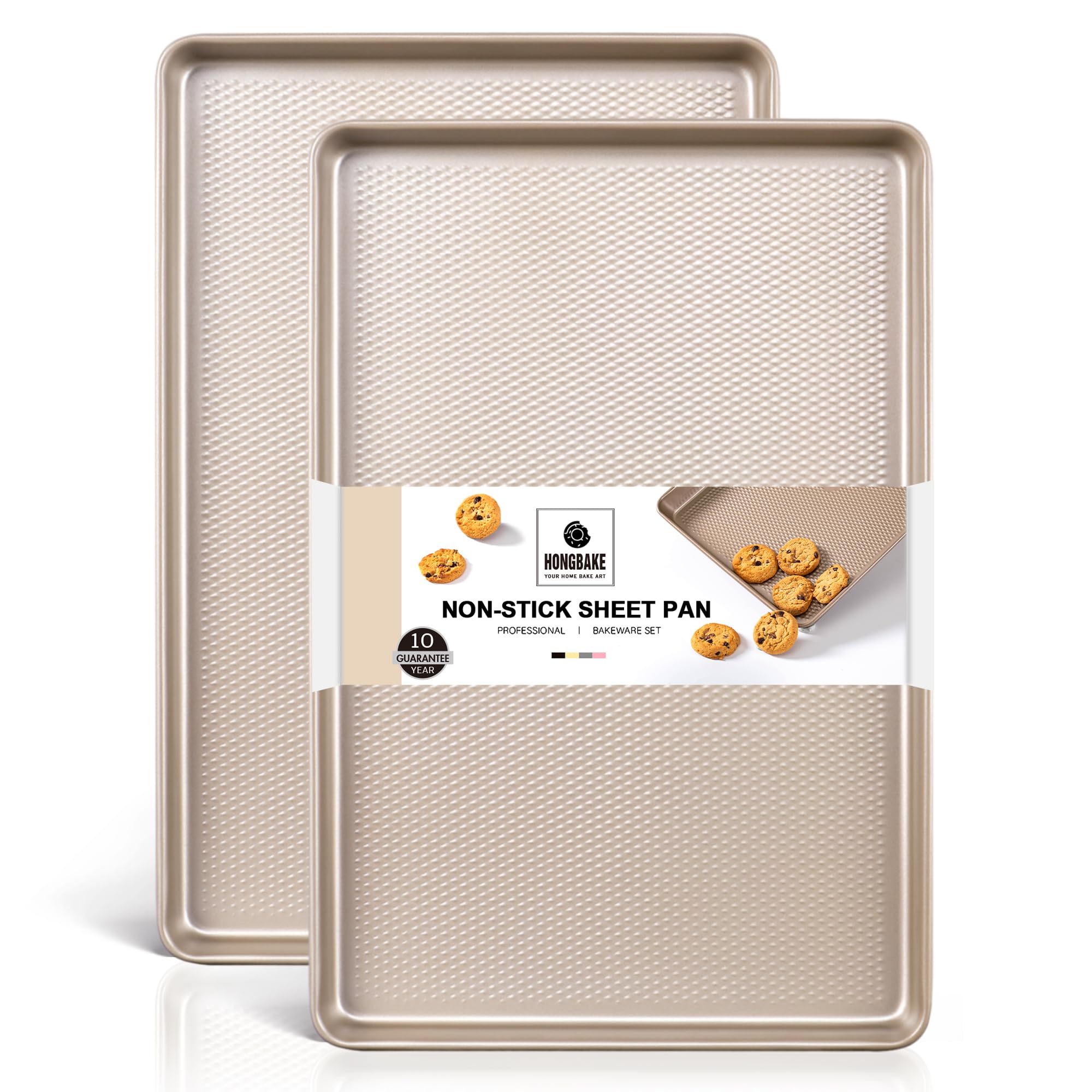2 Pack Half Sheet Cookie Sheets for Baking, Nonstick Baking Pans | 57% Thicker C