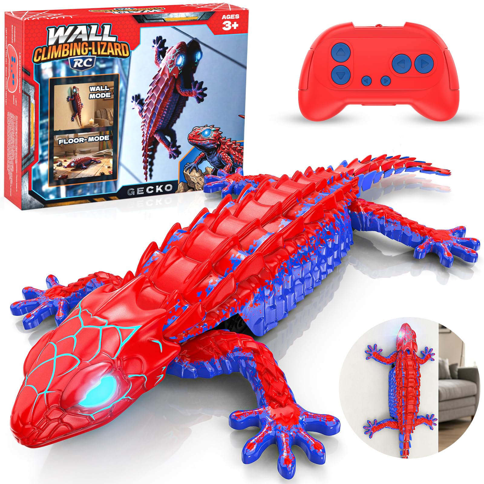 Loueouv RC Wall Climbing Gecko, Rechargeable Remote Control Robot for Kids | 360