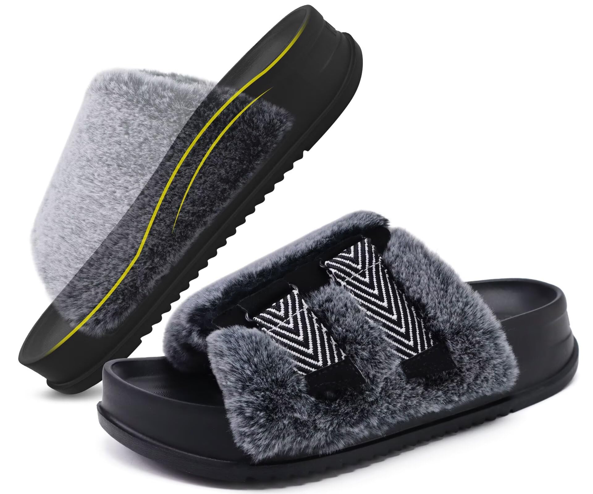 KuaiLu Women's Slippers Comfortable Orthopaedic Slippers Winter Warm Plush Shoes