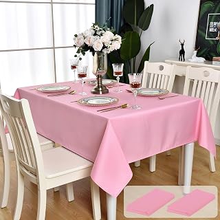 2 Pack Pink Square Tablecloth Waterproof Table Cloth, 60x60 inch