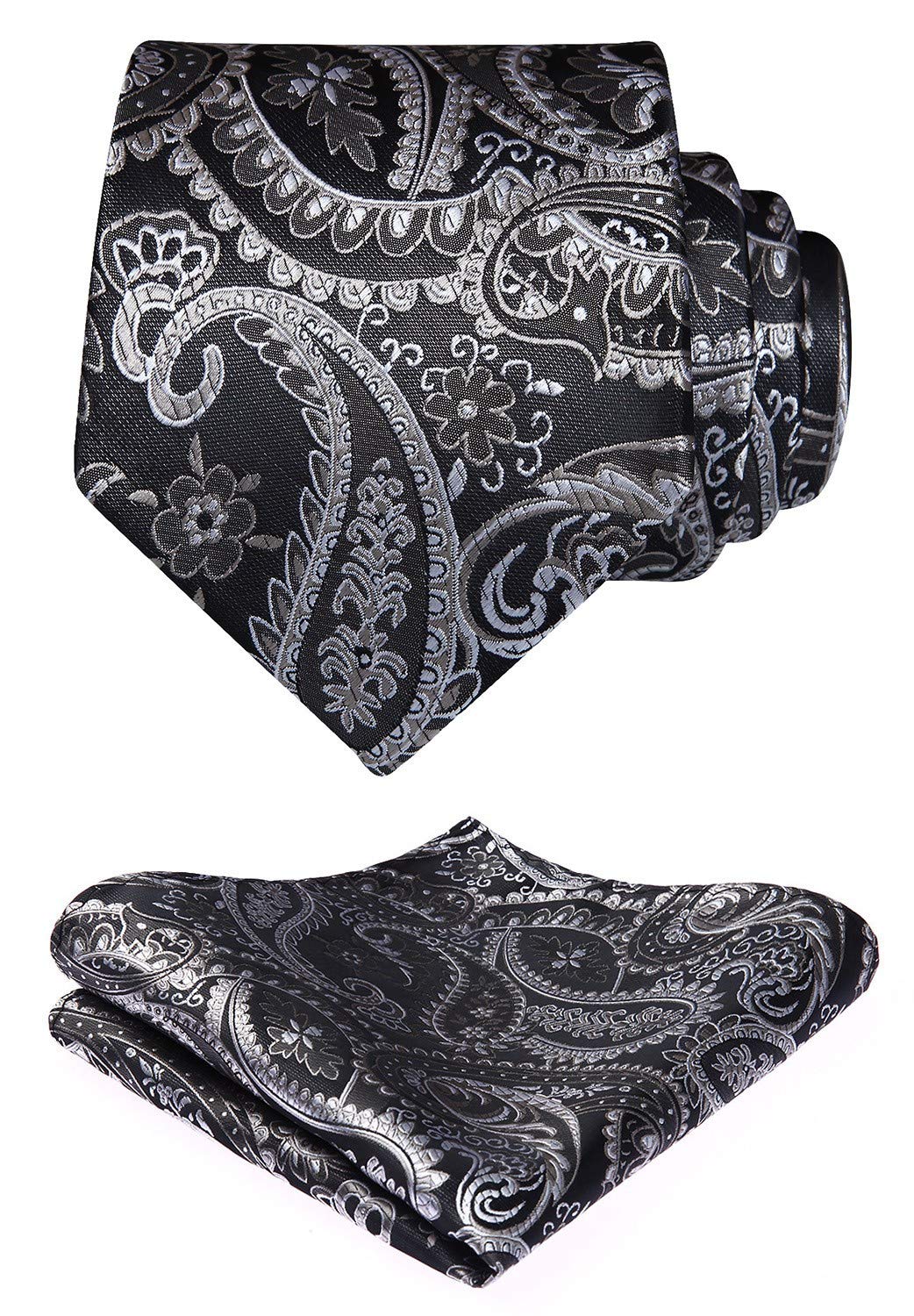 HISDERN Paisley Floral Men's Ties Modern Necktie and Pocket Square Matching Clas