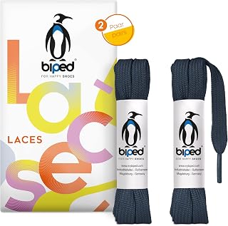 biped LACES 2 Pairs Flat Polyester Shoelaces 10mm Wide - Laces for Trainers and Sports Shoes - Tear Resistant and Washable z2913