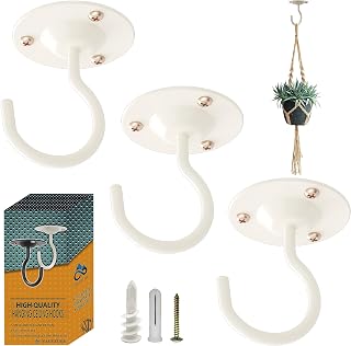 3 Pack Ceiling Hooks For Hanging Plants - Plant Hanger Indoor Hanging Hooks Metal Plant Bracket Iron Lanterns Hangers for Bird Feeder, Wind Chimes, Planters - Pack of 3