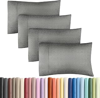 King Pillow Cases Set of 4 - Ultra Soft Pillowcase Covers - Heathered Grey