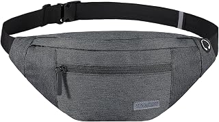 MAXTOP Fanny Pack for Women Men with Headphone Jack and 4 Zipper Pockets, Adjustable Belt, Bag for Outdoor Training, Travel, Casual, Running, Hiking