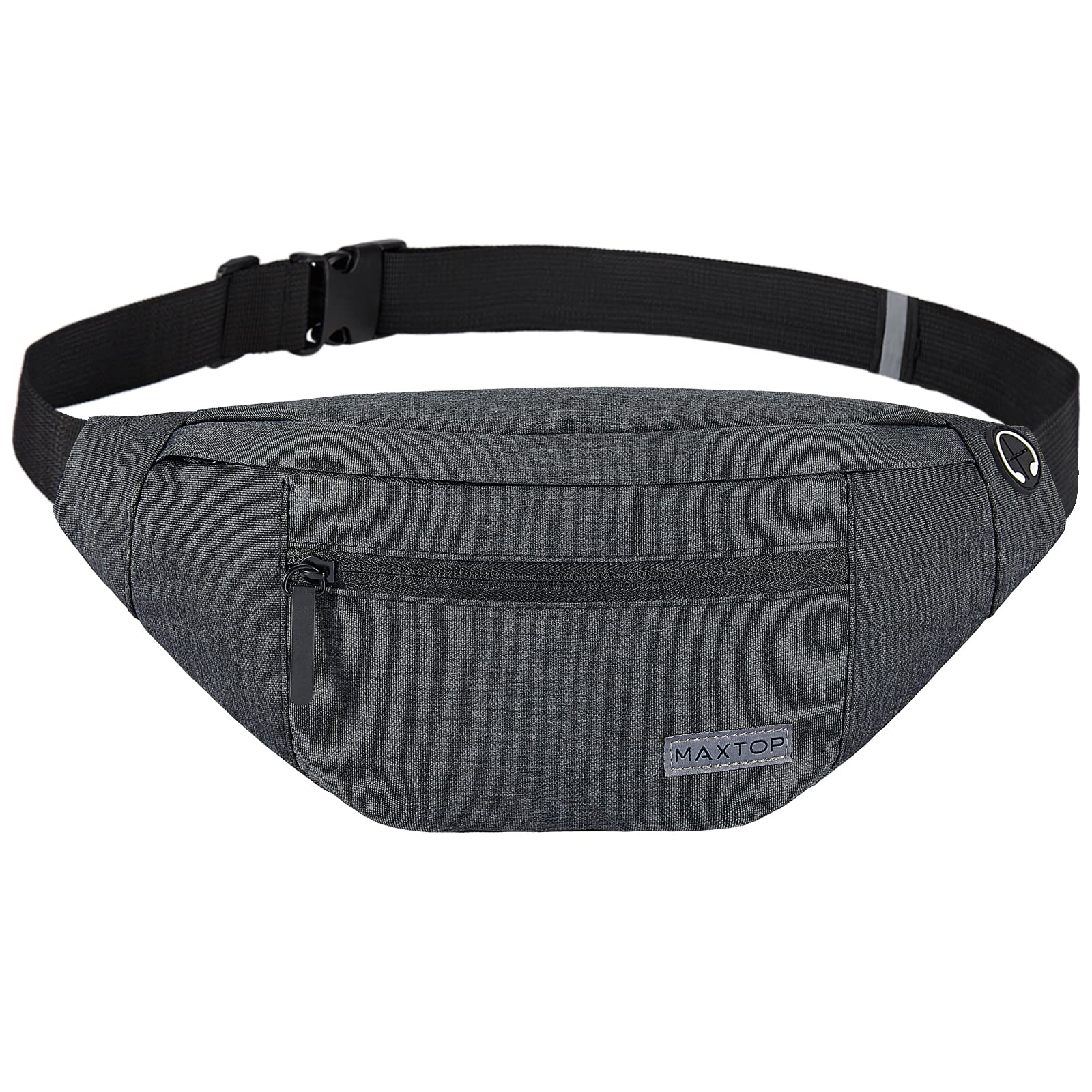 MAXTOP Fanny Pack for Women Men with Headphone Jack and 4 Zipper Pockets, Adjust