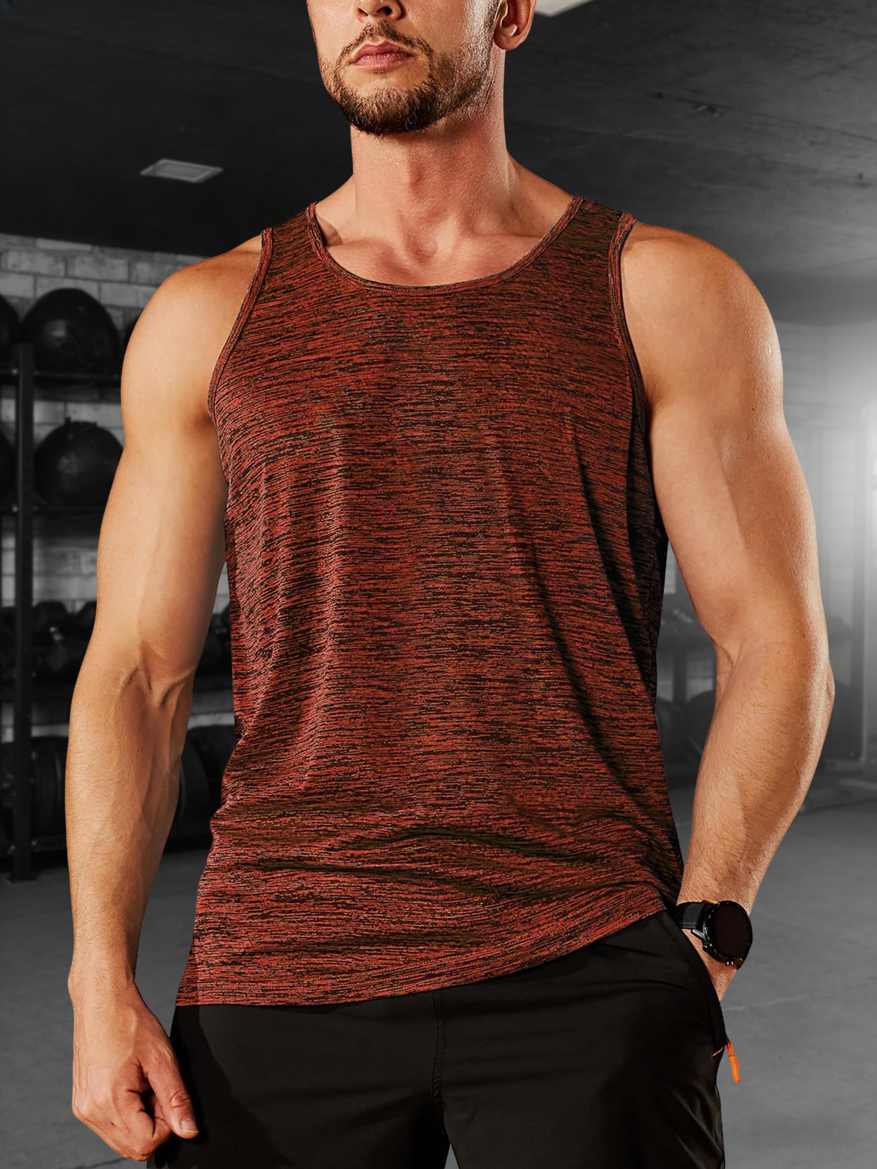 Mens Quick Dry Sleeveless Workout Gym Muscle Athletic Bodybuilding Performance T