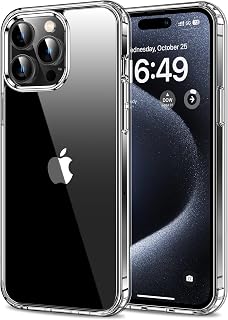 HOOMIL Cover for iPhone 15 Pro Max 6.7 Inches, Anti-Yellowing Case, Shockproof and Anti-Scratch, Transparent Hard Back – Crystal Clear