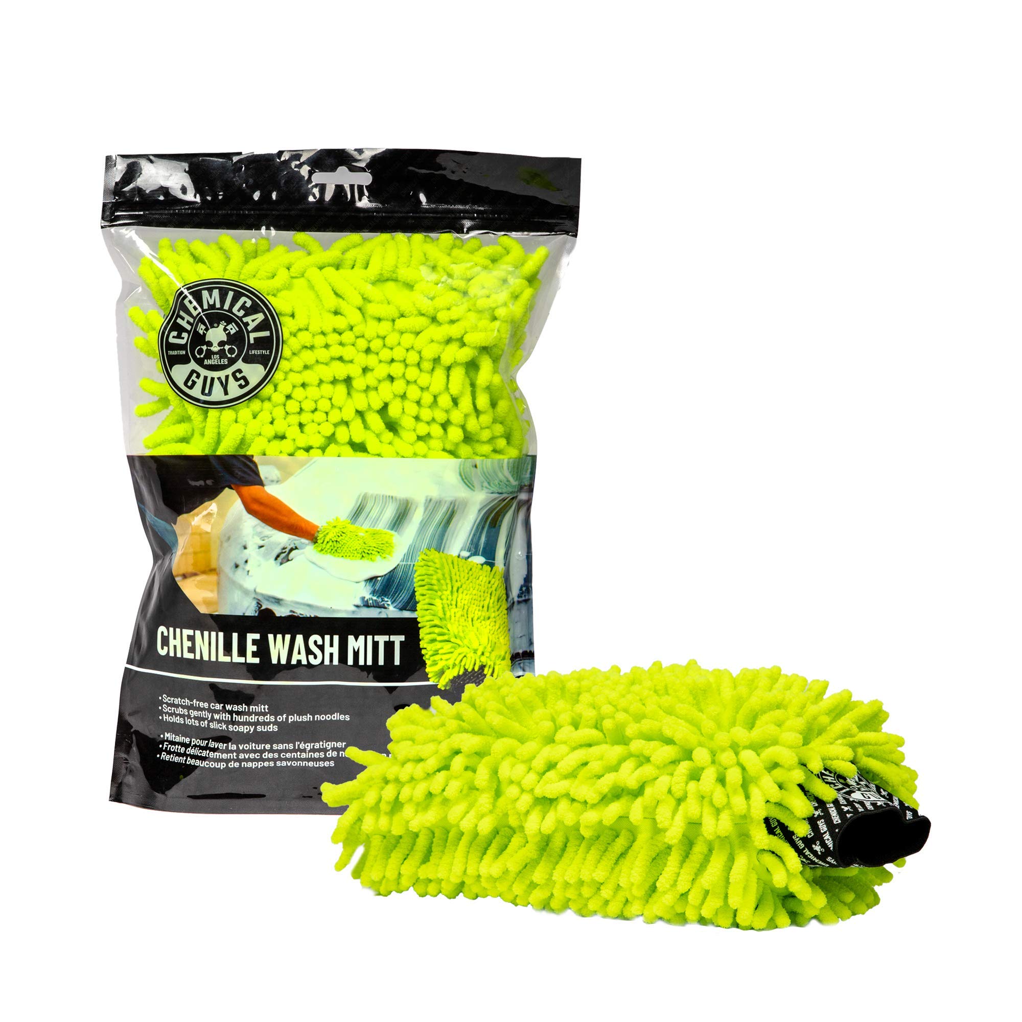 Chemical Guys, Chenille Microfiber Wash Mitt for Cars, Lime Green, Single | Ultr