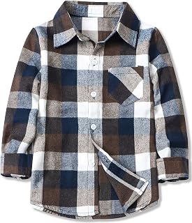Betusline Boy and Men Button Down Plaid Shirt | Soft,Breathable and Comfortable Fabric
