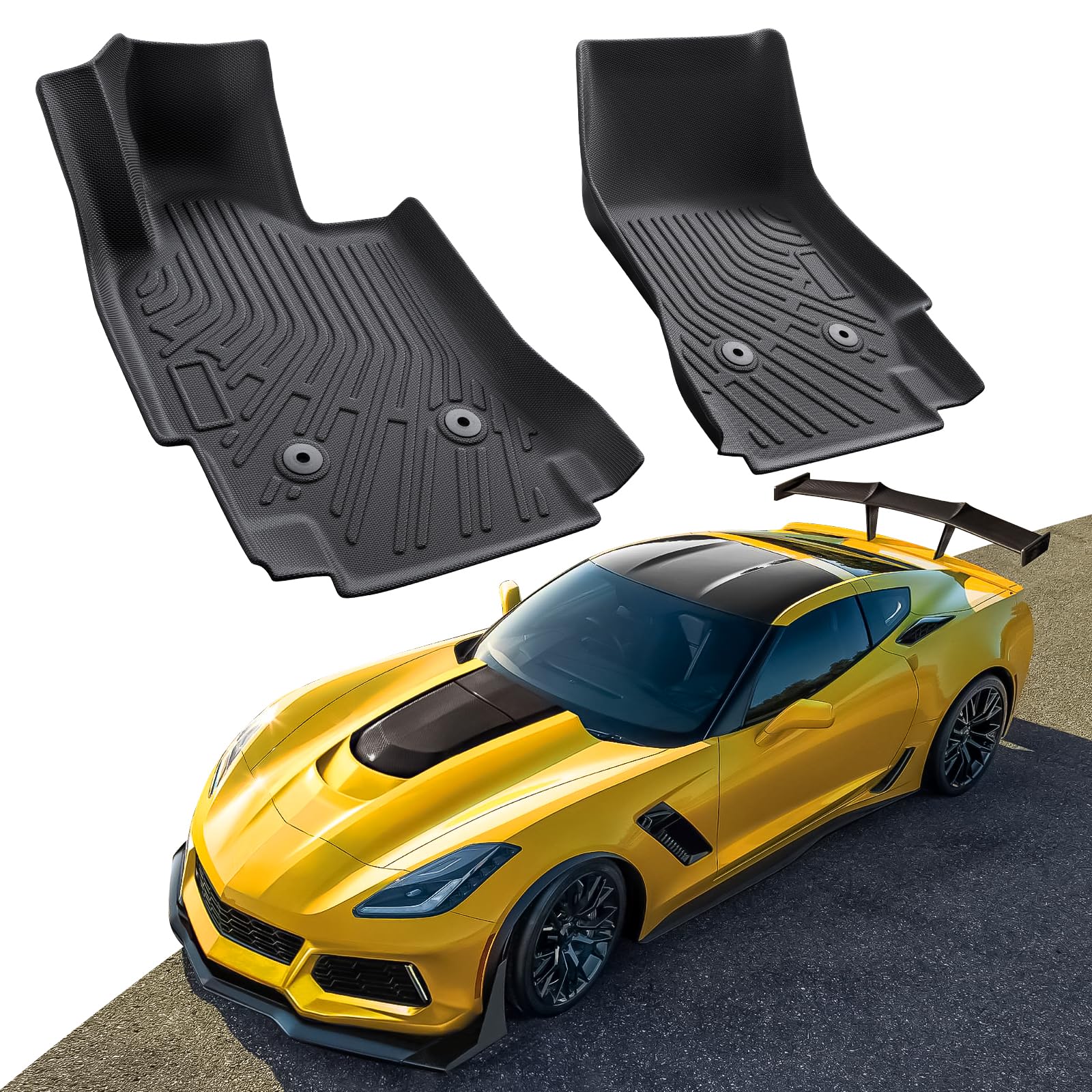 Car Front Floor Mats for Chevy Corvette C7 2014-2019 2PC Set