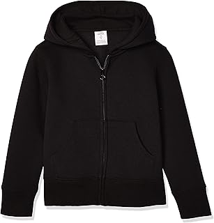Amazon Essentials Girls and Toddlers' Fleece Zip-Up Hooded Sweatshirt with Lined Hood and Rib Knit Detail