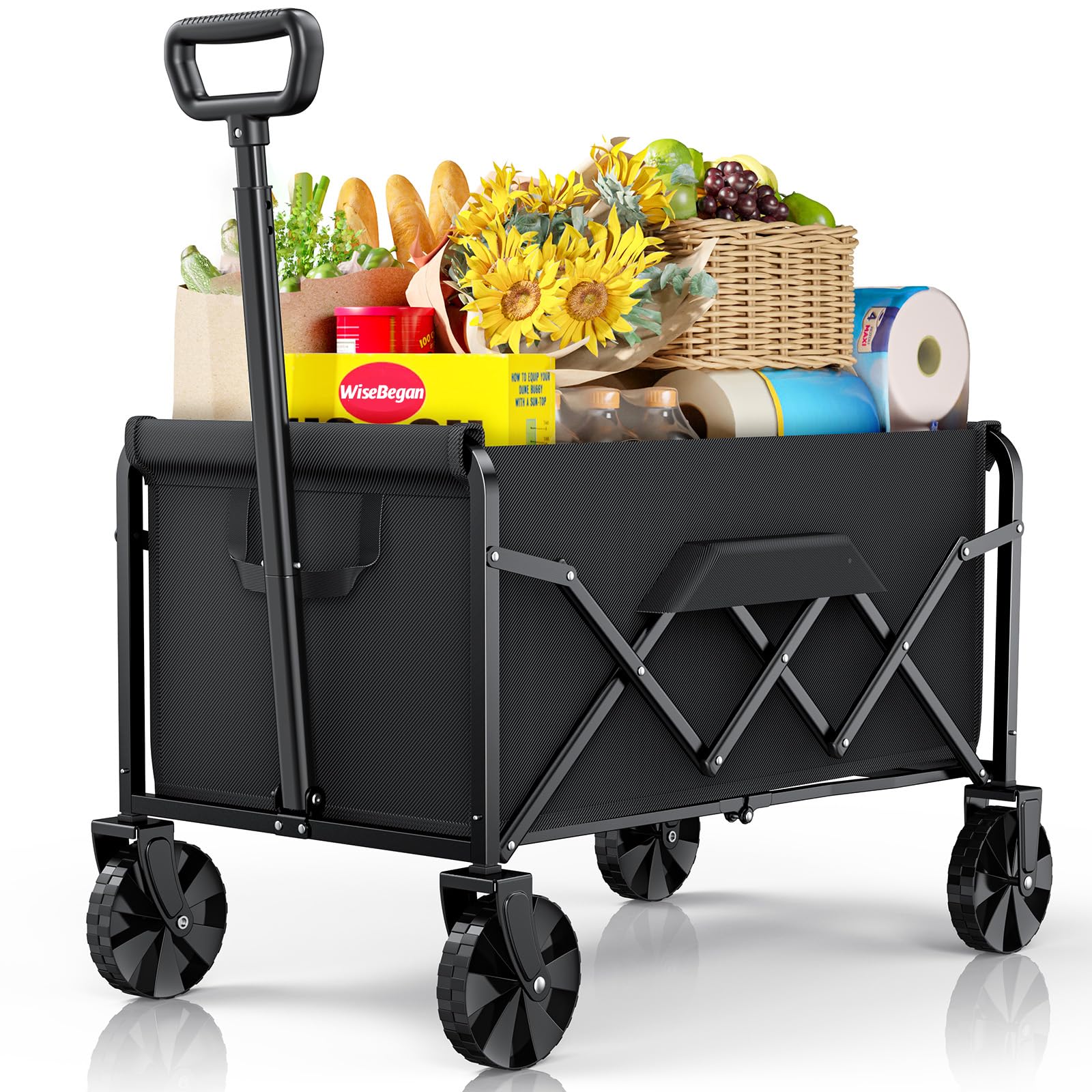 Small WiseBegan Collapsible Wagon with Wheels, Foldable Dog Wagon Carts with 200