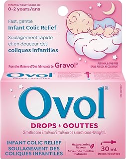 Ovol Infant Colic Relief Drops, 30 mL | Fast, gentle Infant Colic Relief for infants 0-2 years, Alcohol & dye free, Natural mint flavour