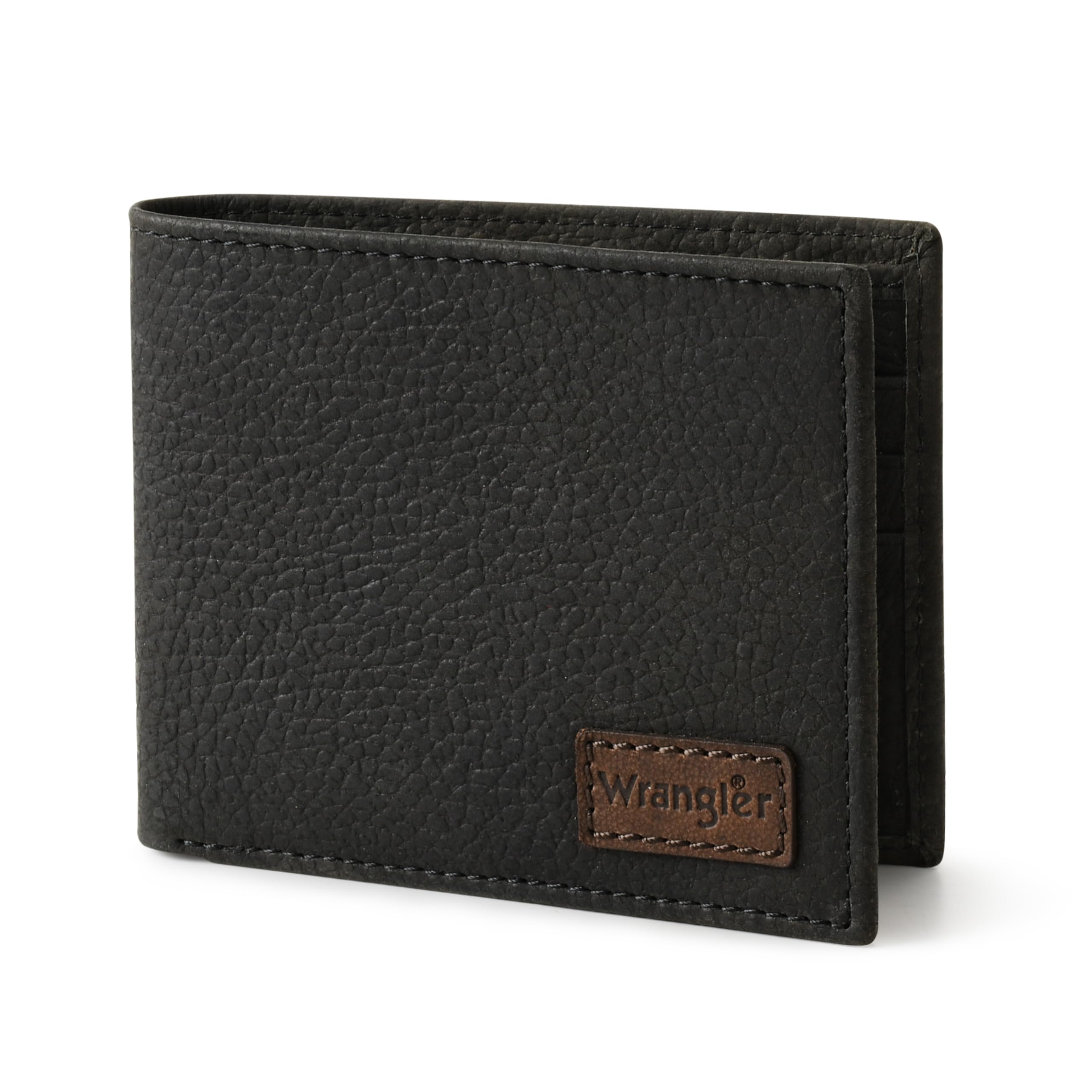 Wrangler Bifold Wallet for Men, Genuine Leather, Gift for Him, Black, one size, 