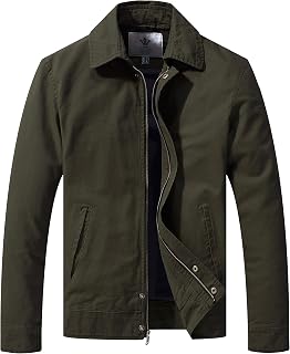 WenVen Men's Lightweight Military Cotton Jacket Casual Fall Lapel Work Coat