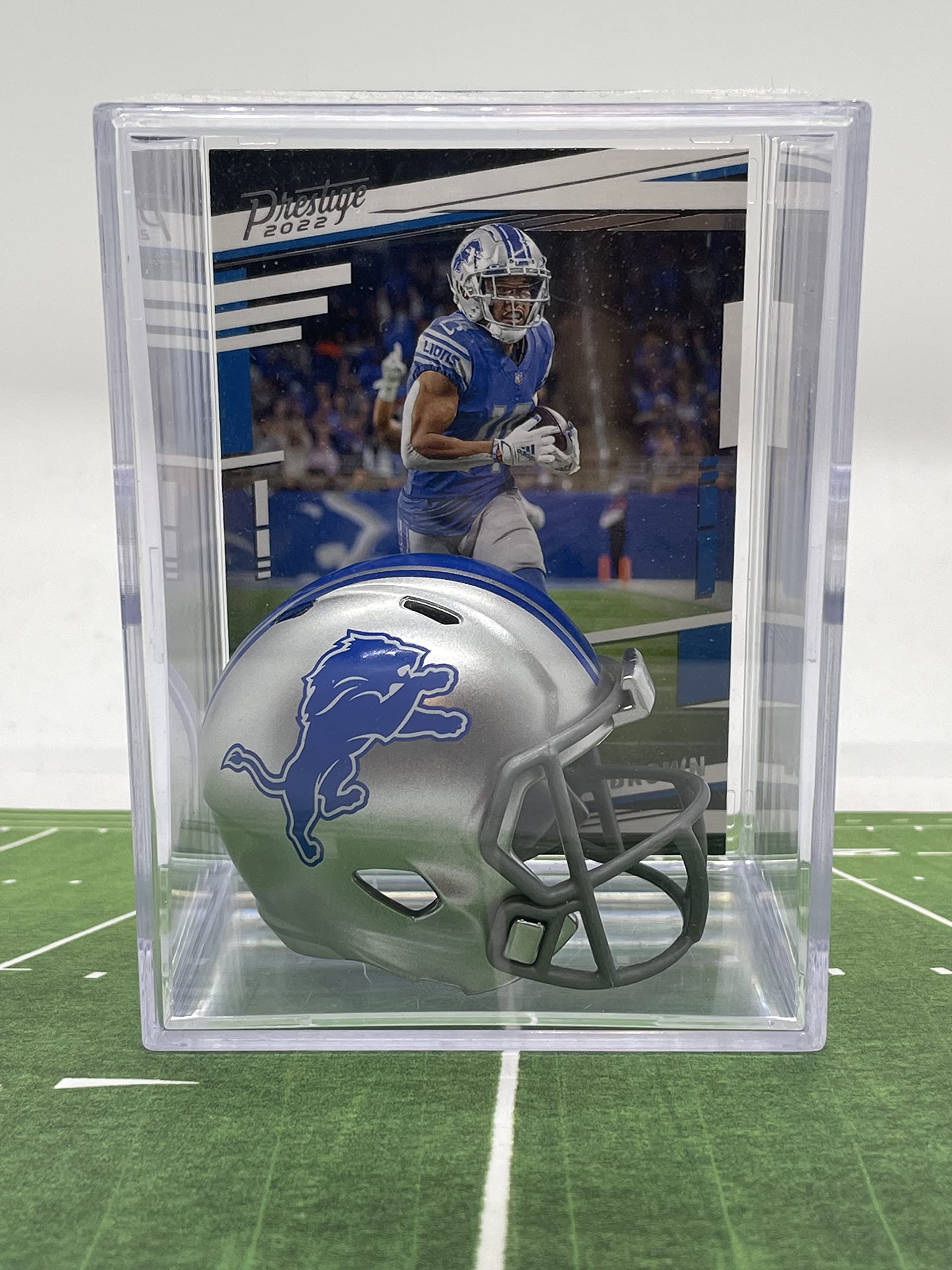 Detroit Lions NFL Helmet Shadowbox w/Amon-Ra St. Brown card