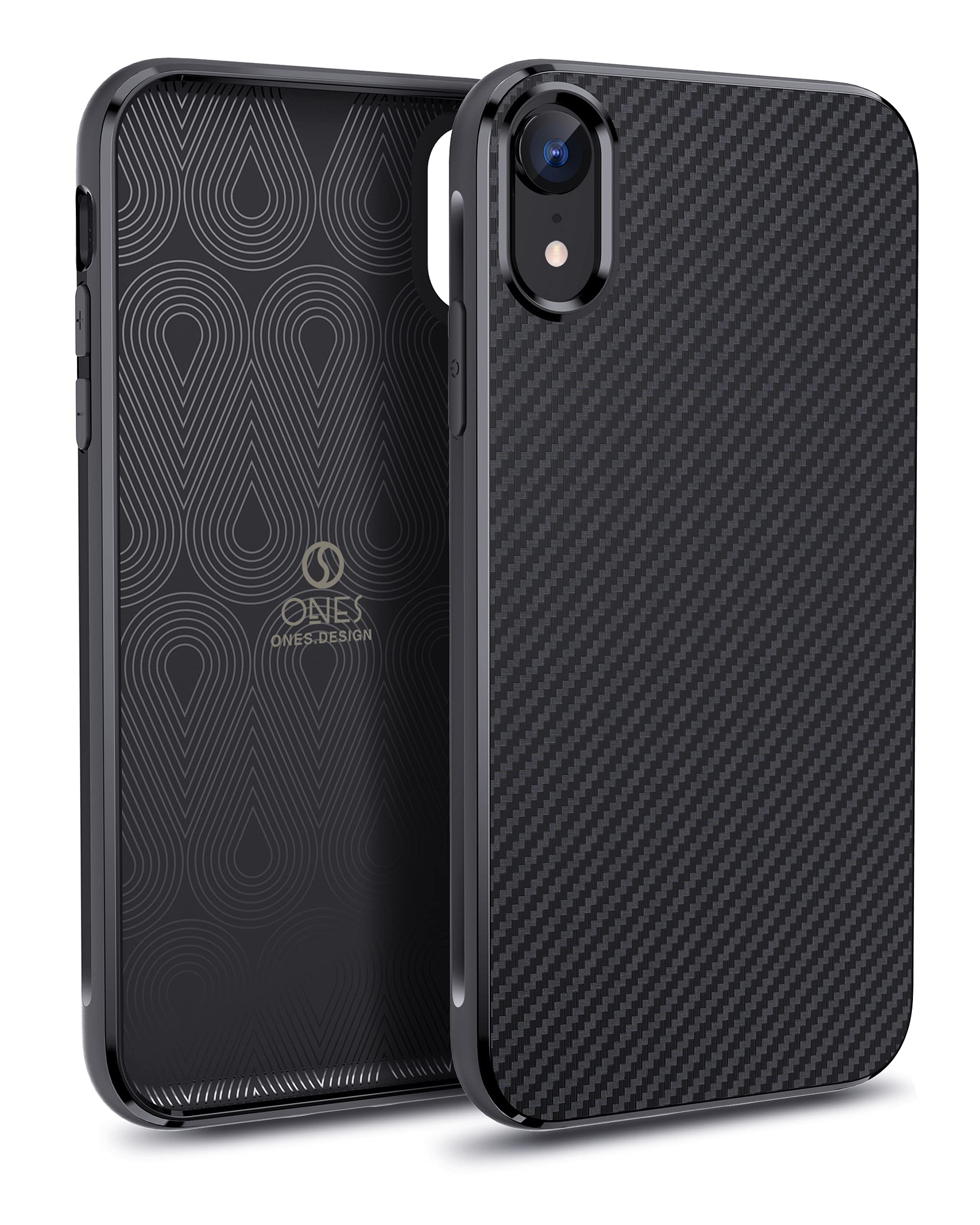 ONES iPhone XR Case Soft Carbon Fiber Texture Military Drop Protection Airbags A