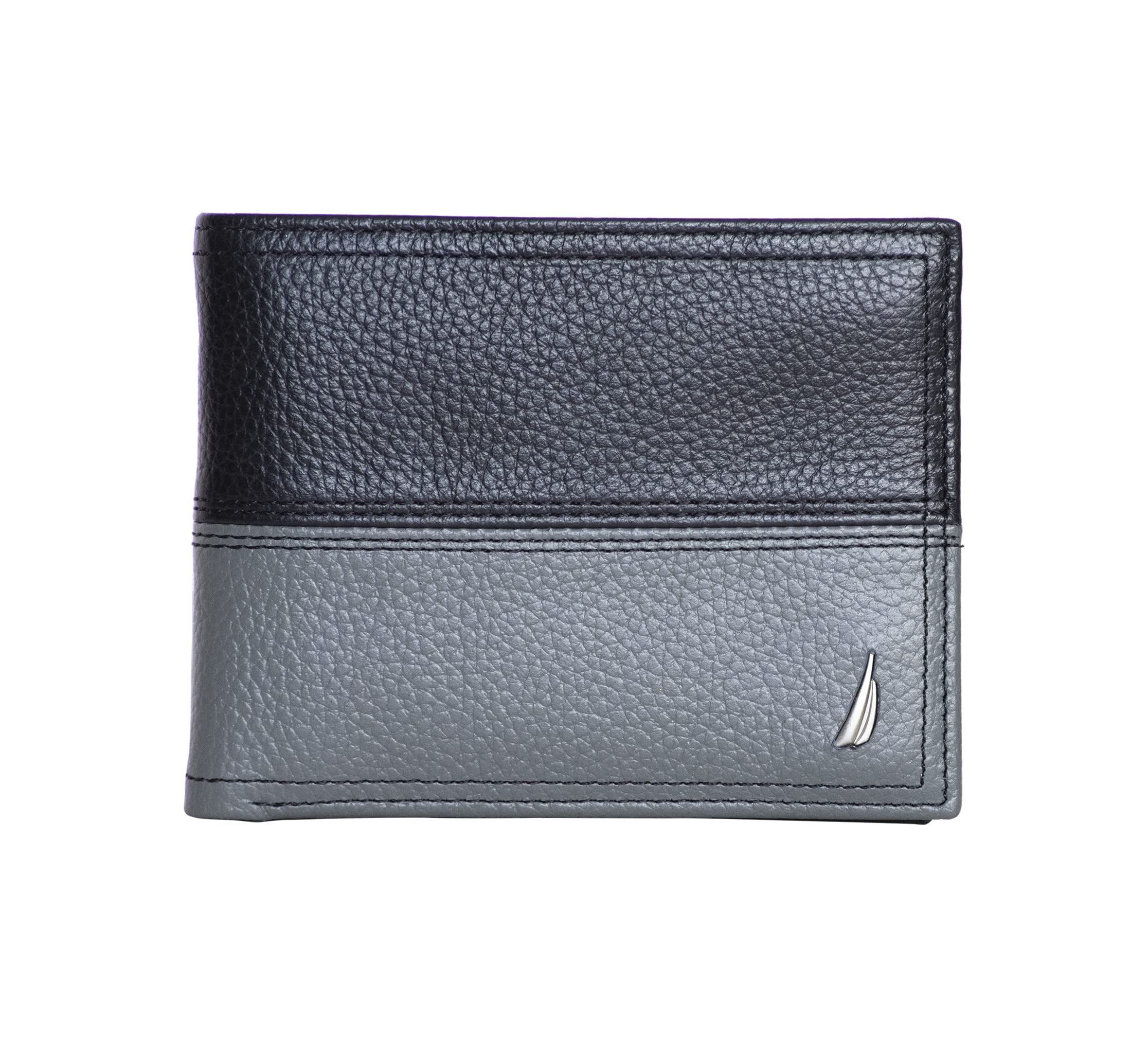 Nautica Men's Classic Leather Bifold RFID Wallet (Smooth or Pebble Grain), Two T