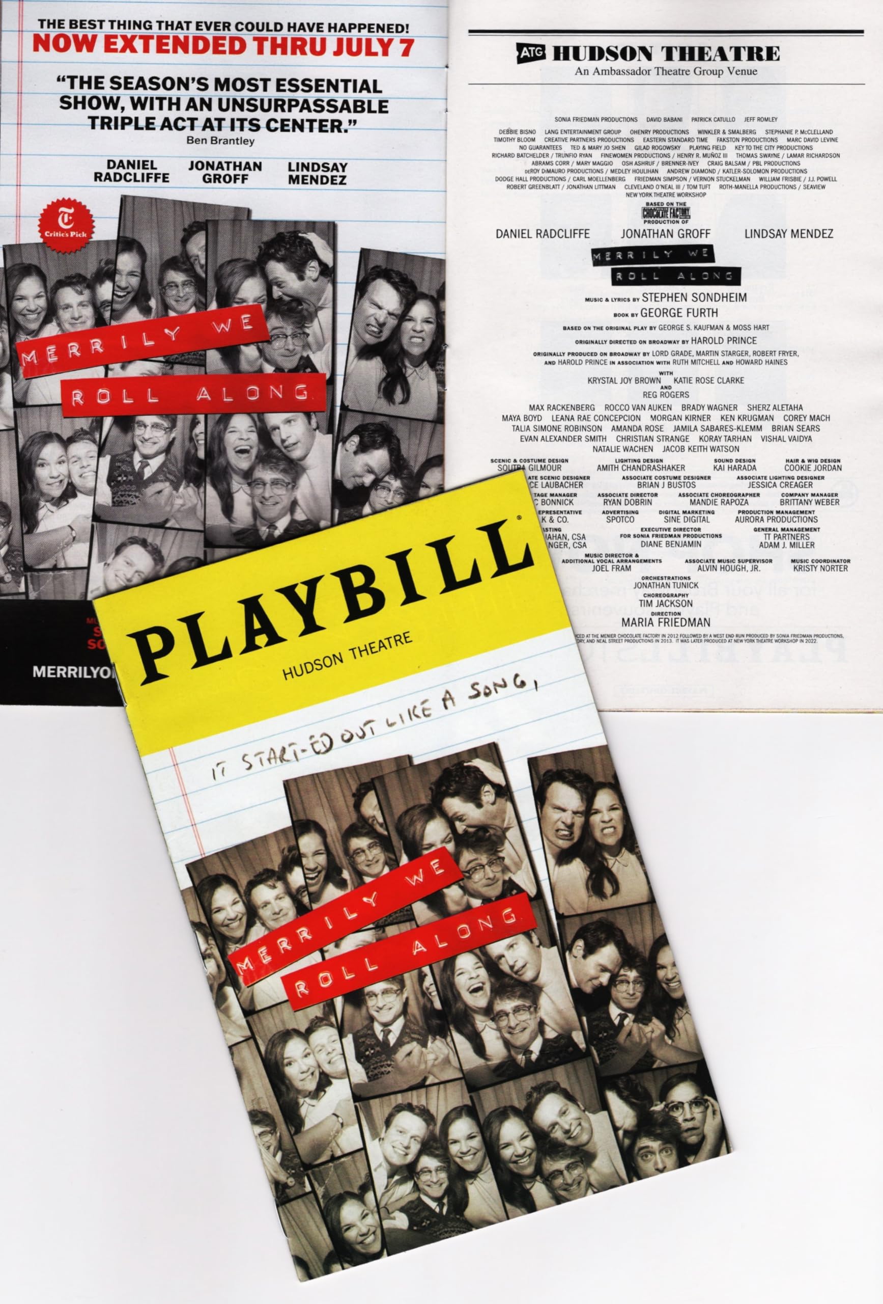 Jonathan Groff "MERRILY WE ROLL ALONG" Daniel Radcliffe/Lindsay Mendez/Stephen S