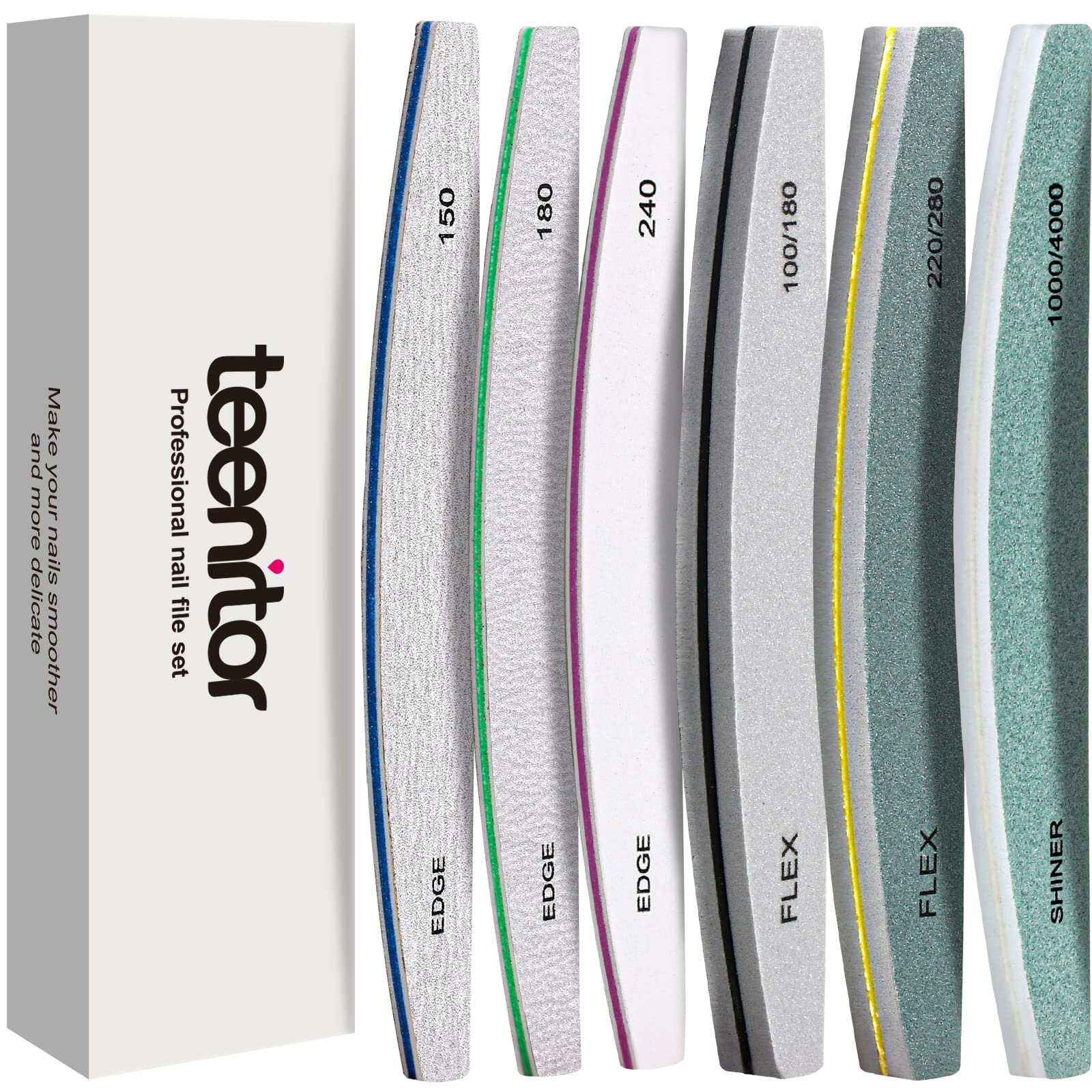 Teenitor Nail File and Buffer Set, 6pcs Nail Buffer Blocks Emery Boards for Nail