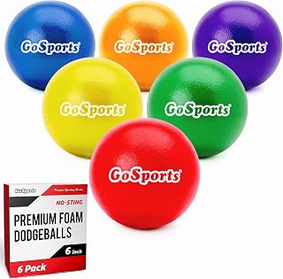 GoSports 6 Inch Soft Skin Foam Playground Dodgeballs - 6 Pack Set for Kids - Multicolor
