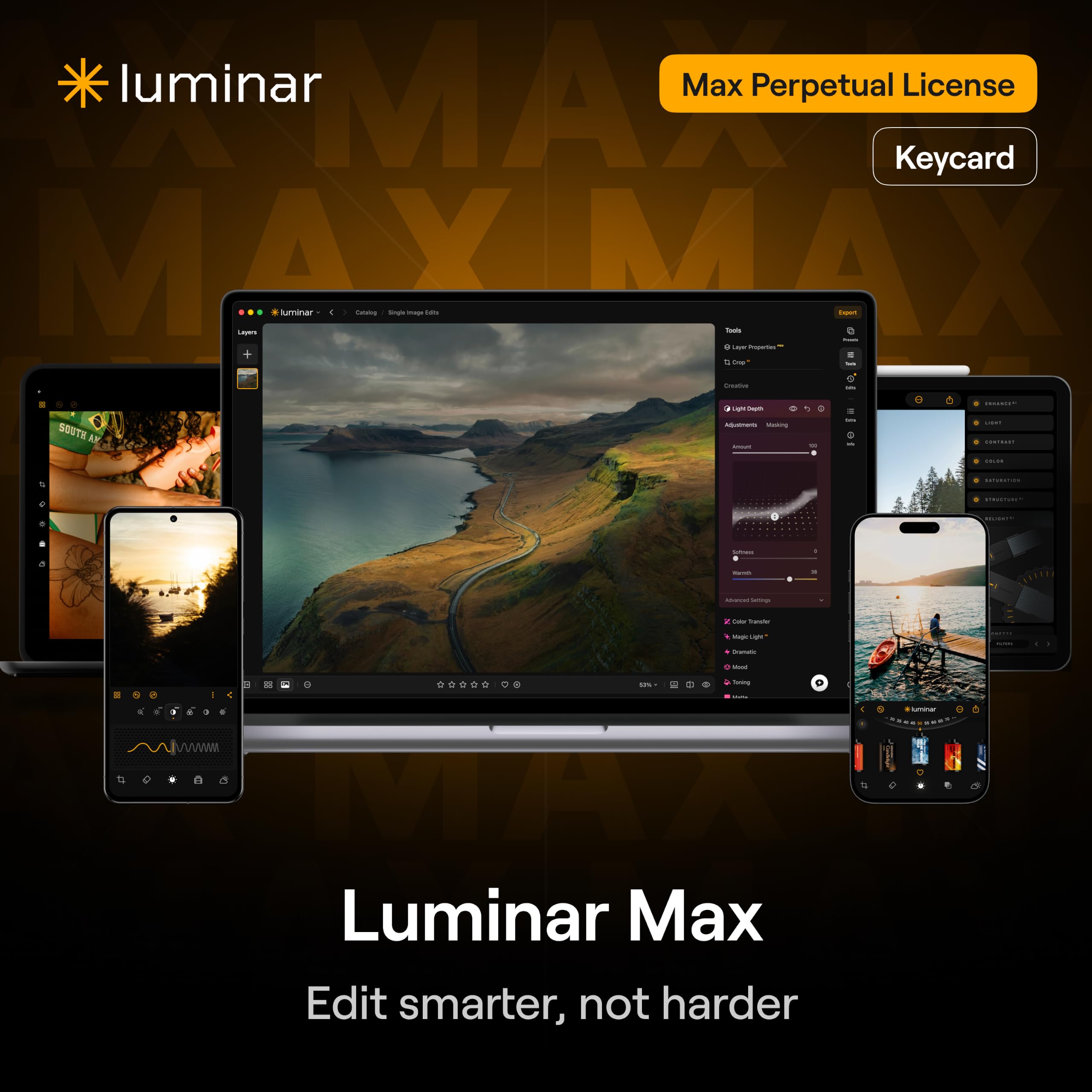 Skylum Luminar AI Photo Editing Software – Lifetime License for Desktop, Mobile,