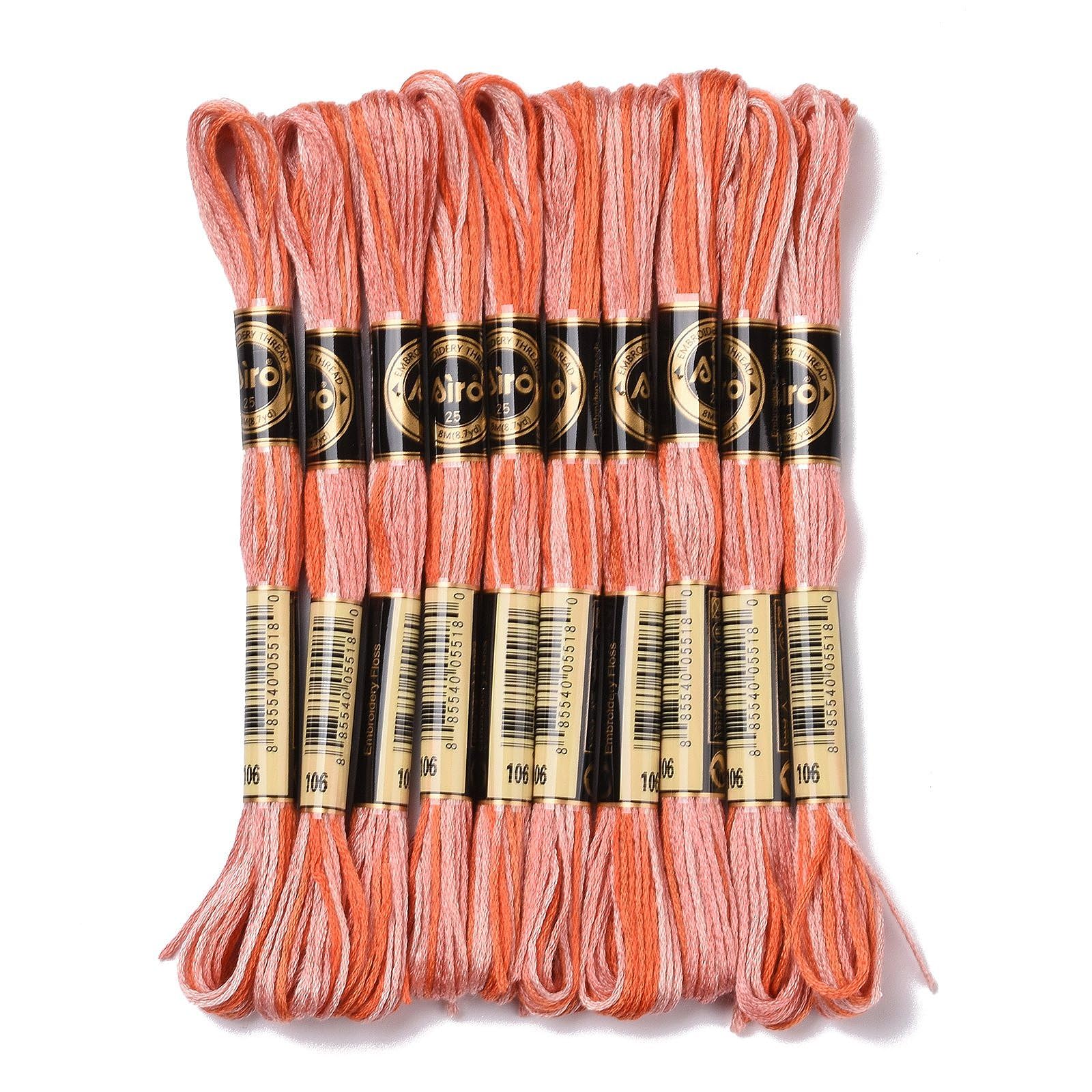 10 Skeins 0.5 mm Red Tomato Embroidery Thread 6 Strands Polyester Cross Stitch T