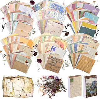 565 Pcs Vintage Scrapbook Paper Kit, Scrapbook Paper Supplies with Flowers Stickers, Journaling Decorative CraftPaper Set for Junk Journal, Retro Crafts