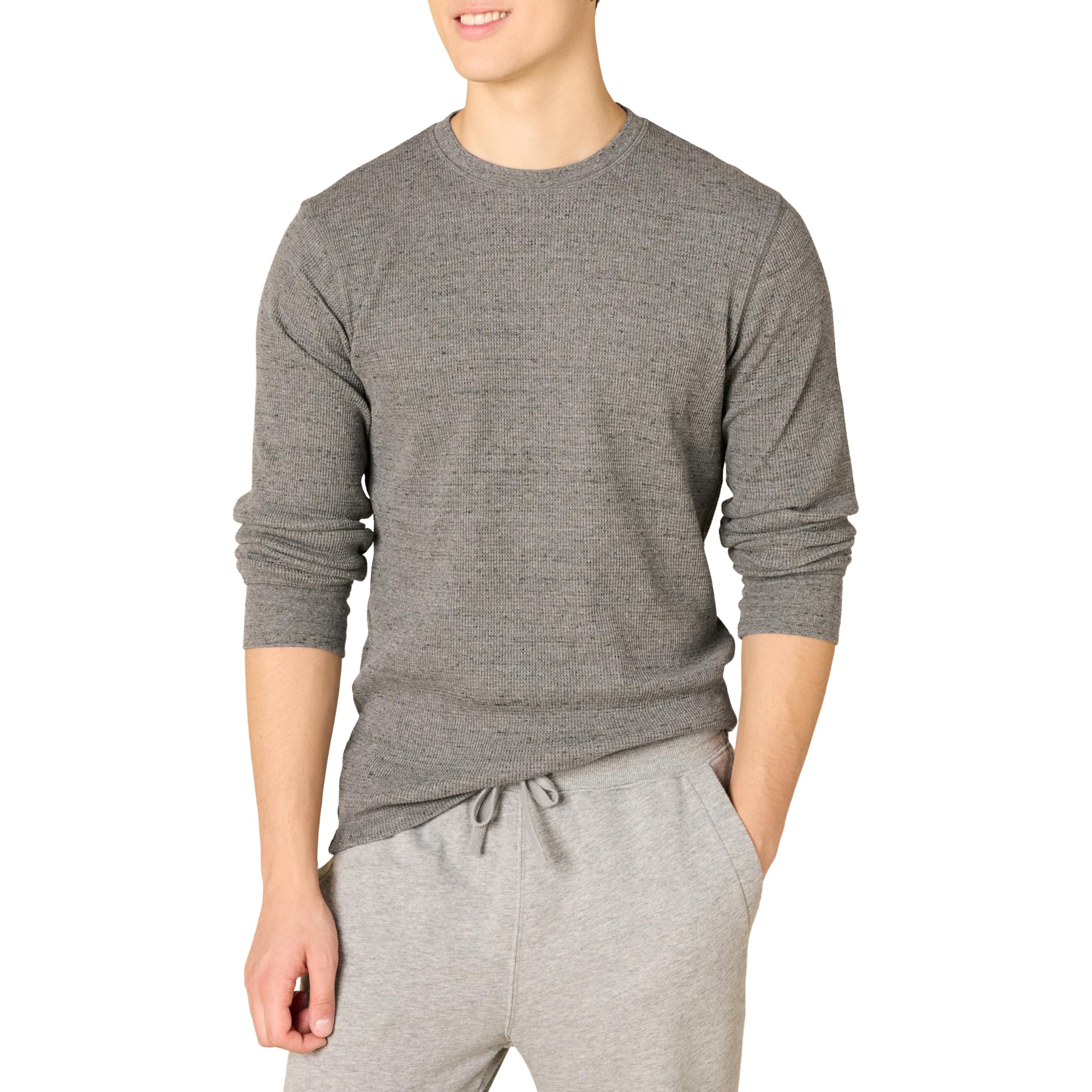 Amazon Essentials Men's Standard Fit Cotton Blend Long Sleeve Waffle Shirt