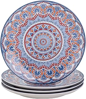 Speiseteller porzellan, vancasso MANDALA 4 teiliger Flachteller, Geschirr Tellerset Ø 26,3 cm Frühstückteller Essteller, böhmischer Stil