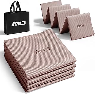 AYO Yoga Mat, Foldable, 0.2 inch (6 mm) Thick, Training Mat, Wide, Lightweight, Popular, Convenient to Carry, Includes Yoga Mat Bag, Compact (68.1 x 24.0 inches (173 x 61 cm), For Stretching, Fitness